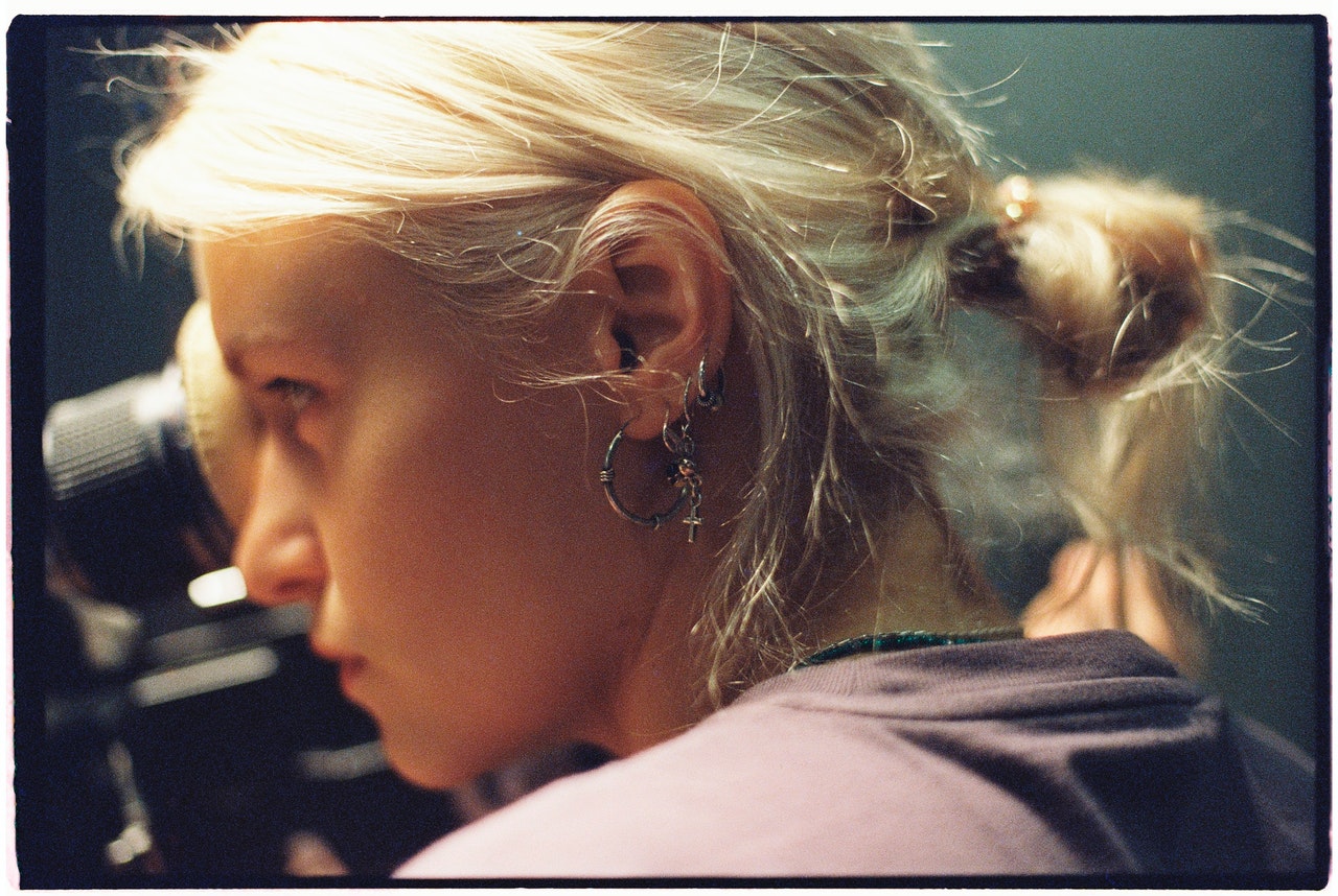 Woman with rook piercing